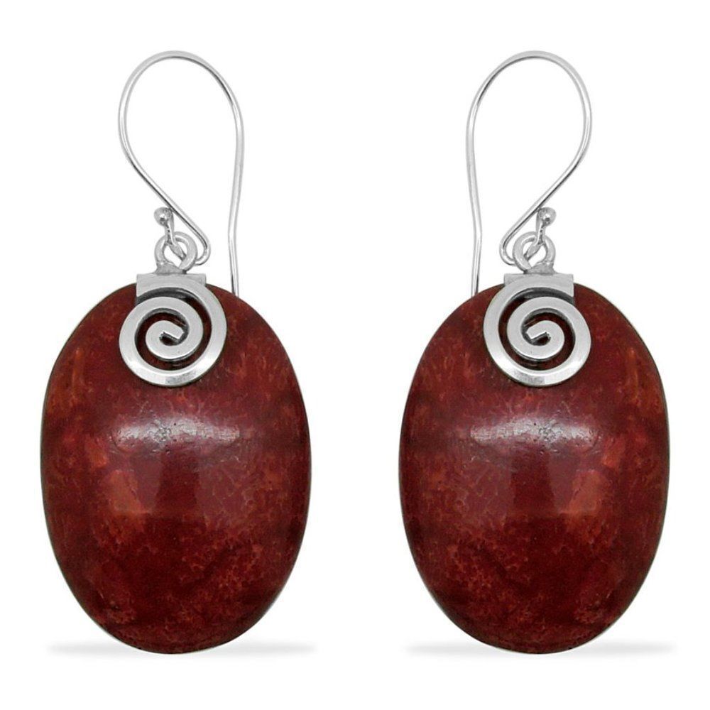 Sponge Coral Sterling Silver Earrings 925